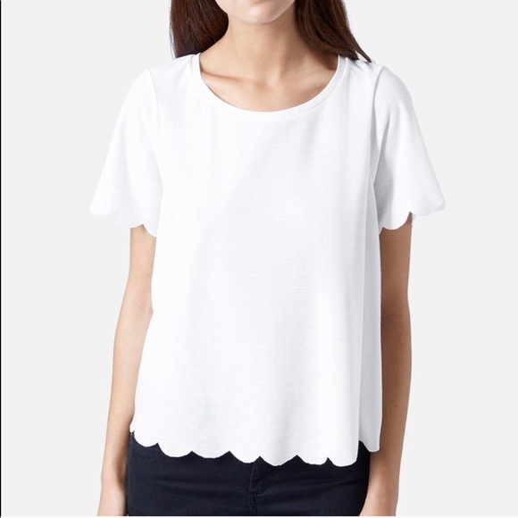 Topshop Tops - TopShop White Scallop Tee